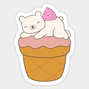 Kawaii Polar Bear Ice Cream Cone T-Shirt Sticker